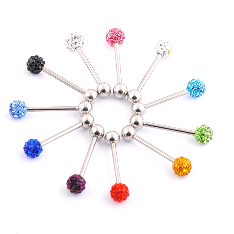 1Pcs 6mm Ball Shambala Tongue Piercing Surgical Stainless Steel