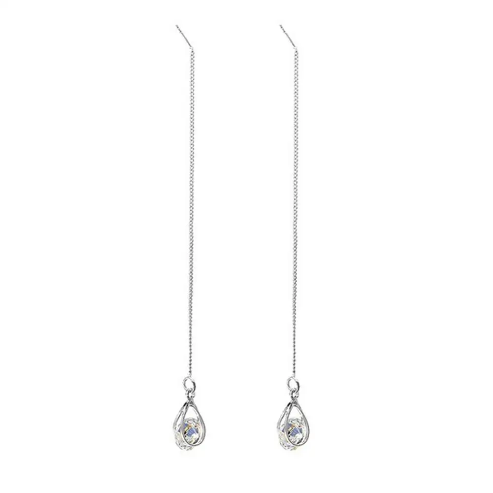 

Women's Earrings Zircon Water Drop Modeling Pendant Fringe Symmetric Long Earrings Drop Dangle Chain Earrings Drop Shipping