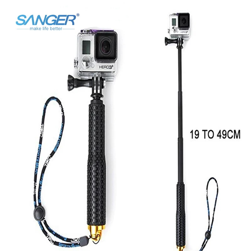 SANGER for Accessories19 Inches 49cm Telescopic Handheld Selfie Stick Monopod Rod for Xiaomi Yi Camera Go