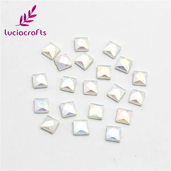 Lucia Crafts 100 шт./лот 6*6 мм с плоской задней частью, горячая фиксация камней квадратный Стекло Стразы для свадебного платья, сумок украшения G0110 - Цвет: AB color