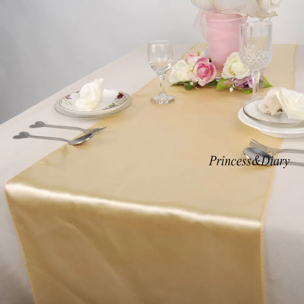20 Pieces Light Gold Gold Color Satin Table Runner 12inch
