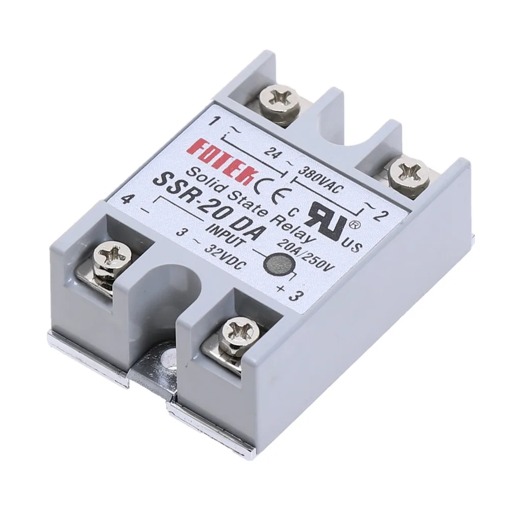 

1pcs SSR-20DA 20 DA Solid State Relay Module Input 3-32VDC/ Output 24-380VAC 20A
