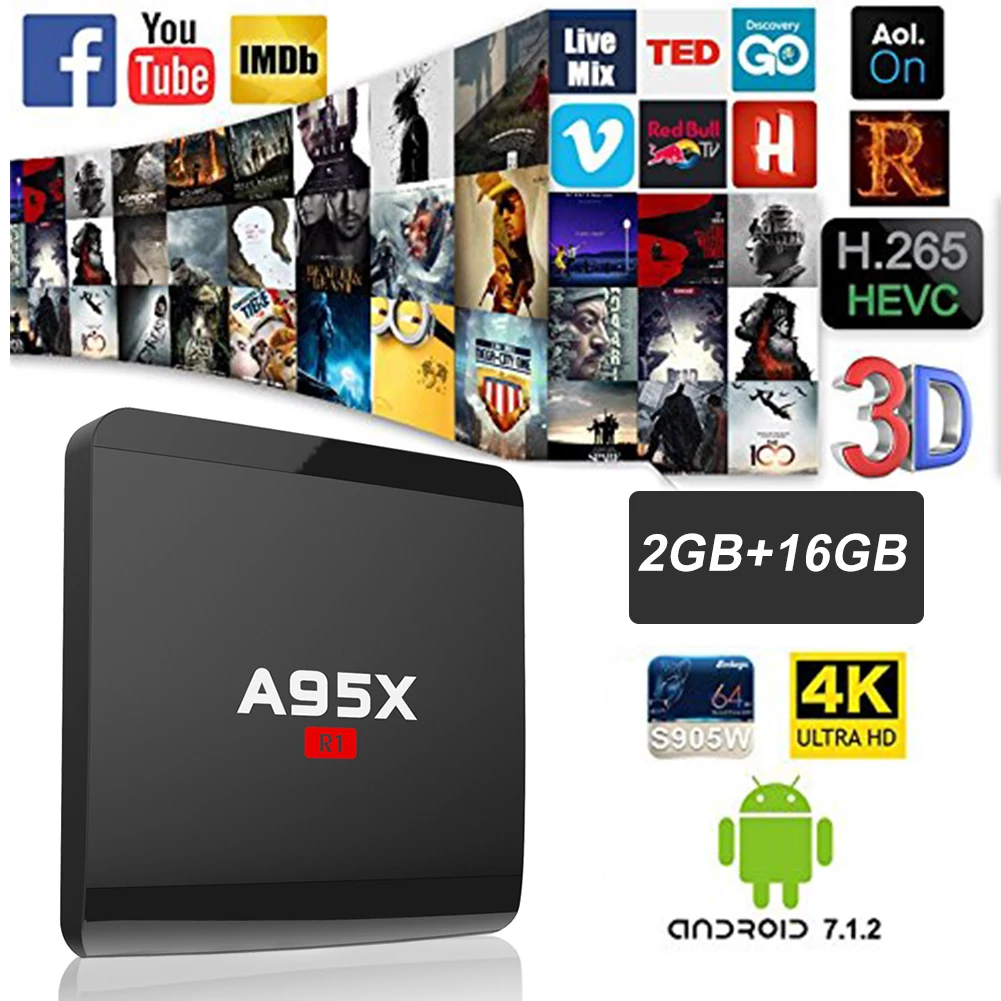 A95X черный Мини TV Box HD цифровой эфирный приемник Интернет компьютерной приставки к телевизору совместимые пульты дистанционного управления Управление 2+ 16 gb Оперативная память Декодер каналов кабельного телевидения