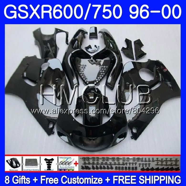

Bodys For SUZUKI GSXR 750 600 SRAD GSXR600 96 97 98 99 00 1HM.10 GSX-R600 GSXR750 Gloss black 1996 1997 1998 1999 2000 Fairing