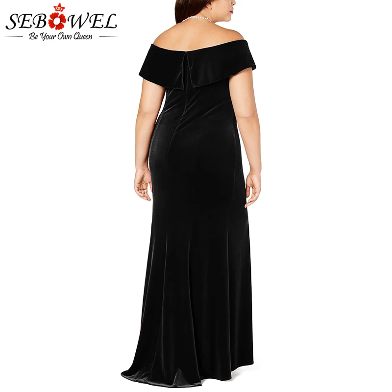 Black-Plus-Size-Off-The-Shoulder-Velvet-Gown-LC610575-2-2 