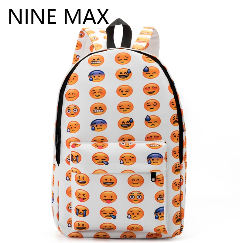 New 2016 font b Kids b font Cute Emoji Printing School Bags Children Canvas font b