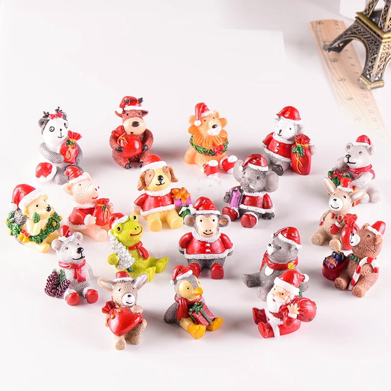 Несколько милых животных рождественские украшения для дома миниатюрные фигурки украшения дома аксессуары Миниатюрный Сад