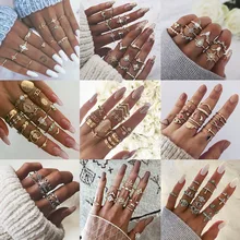 Женский набор колец, винтажный набор колец, модное кольцо с опалом и кристаллами, женское богемное ювелирное изделие, подарок