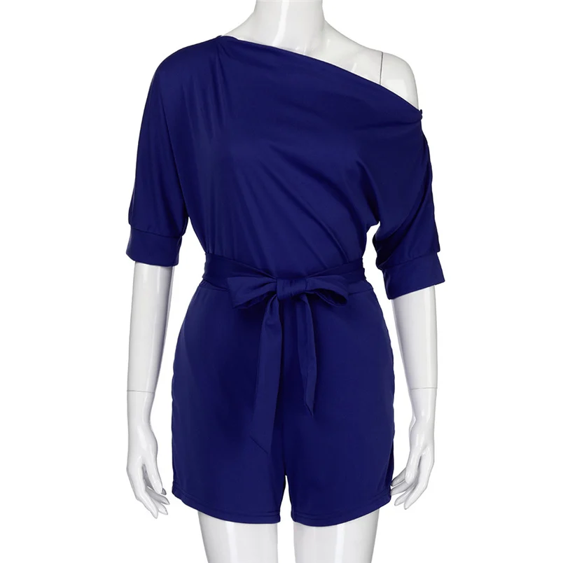 2018 Hot Sale Women's Summer Jumpsuit Sexy Off Shoulder Ruffle Short Romper Fashion Casual Party Jumpsuit  Rompers Holiday #J28 (31)