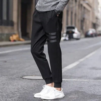 Модные новые мужские длинные штаны черные шаровары Повседневные брюки свободные брюки с эластичной резинкой на талии - Цвет: Black