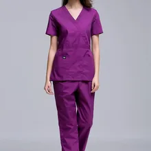 Новая мода Slim Fit доктора Медсестры скраб наборы рабочая одежда для больниц униформы регулируемые медицинские топы и брюки комбинезоны лабораторные халаты