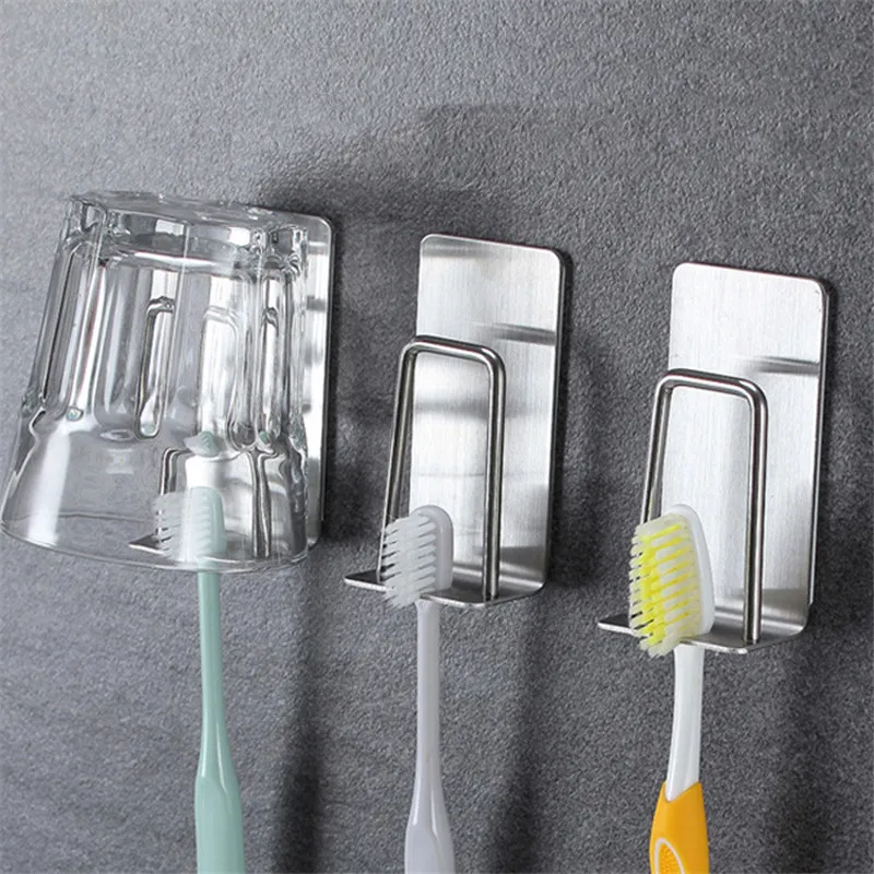 Vacclo нержавеющая сталь клей хранения крюк держатель чашки для зубной щетки 3M стикер Ванная комната Зубная паста Вешалка Органайзер инструмент