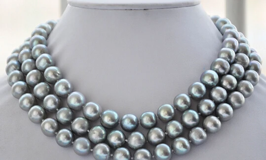

0001937 AA++ lustre 50" 11-12mm ROUND GRAY FRESHWATER PEARL NECKLACE