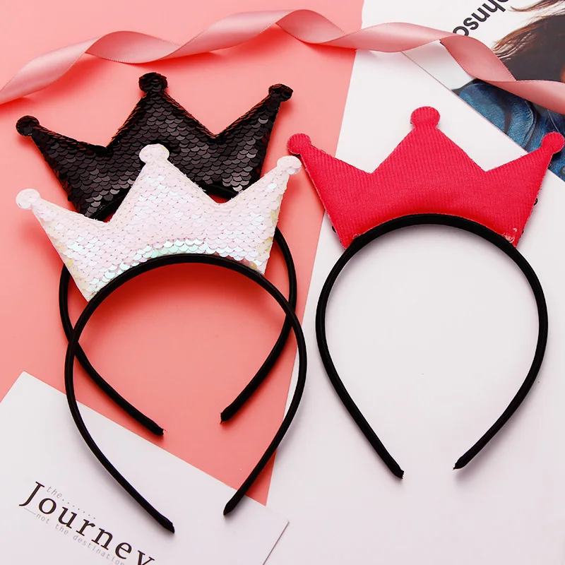 Новая мода Дети милый мультфильм большая корона блёстки Hairband принцесса очаровательные Повязки фото prop Дети аксессуары для волос Головные