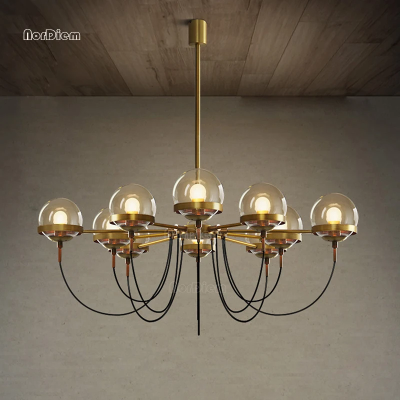 5/8/10 lights Nordic Glass Ball Bronze Chandeliers Modern Designer
