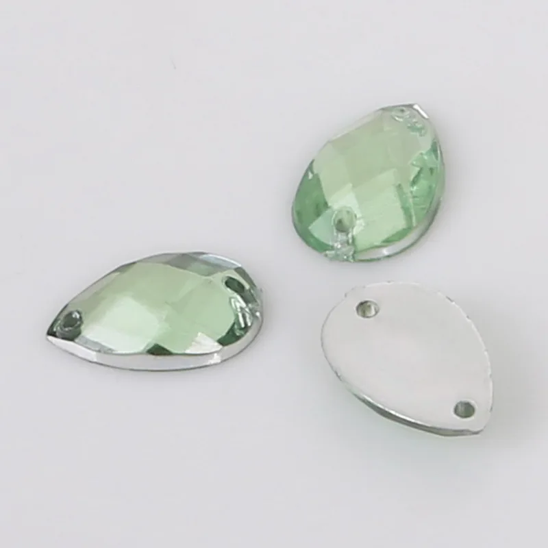 Прозрачные цветные кристаллы AB Teardrop Flatback Акриловые нашивки Стразы с 2 отверстиями пошив одежды кристаллы DIY пришивные камни