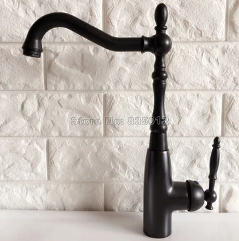 

360 Swivel Spout Kitchen Faucet /Black Oil Rubbed Bronze Single Handle Single Hole Deck Mounted Vessel Sink Mixer Taps Wnf376
