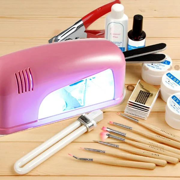 Дизайн ногтей розовый цвет 9 Вт лечебная ультрафиолетовая лампа Сушилка+ гель инструменты маникюрный набор NA882