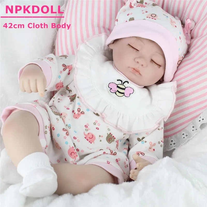 

Adorable 16inch 42cm Baby Reborn Doll Silicone Cotton Body Lifelike Sleeping Bebe Reborn Kids Playmate Toys Girls Birthday Gift