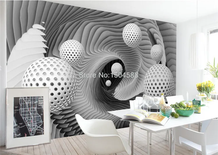 Пользовательские 3D настенные фрески обои Современная Абстрактная Сфера пространство водоворот художественная настенная живопись Гостиная ТВ фон обои рулон