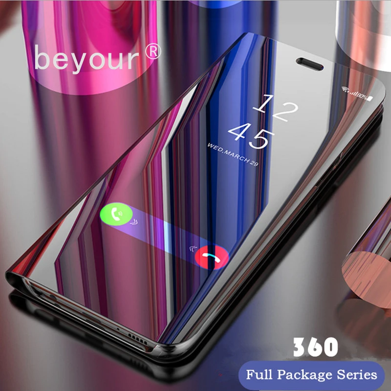 

Flip Stand Clear View Smart Mirror Case For iPhone 6 6S 7 Plus Luxury Leather Phone Cover For iPhone X XS Max XR 8 8plus 5 5s SE