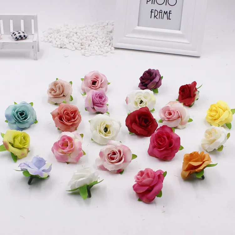 4 см мини чайный бутон Искусственные цветы из шелка бутон розы вечерние украшения для дома и сада DIY свадебный букет арки цветы