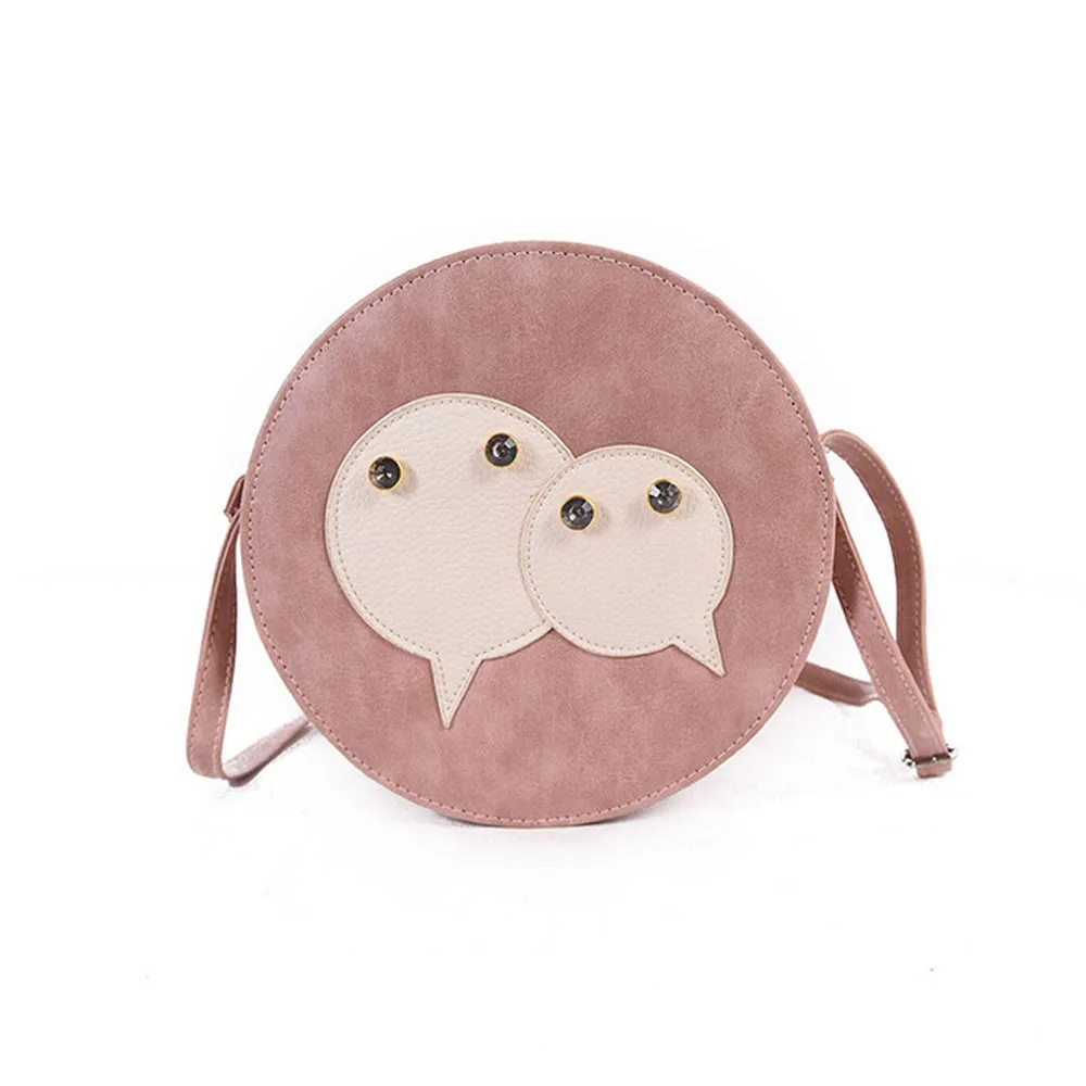 

Women messenger bags Ladies Handbag Soft Leather WeChat pattern Round Crossbody Bag Cute Shoulder Tote bolsa feminina Best Gift