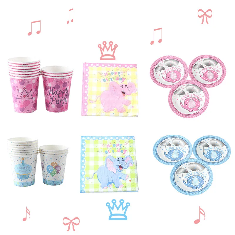 Cartoon Baby Shower Party Supplies  Paper Cups  Plates  