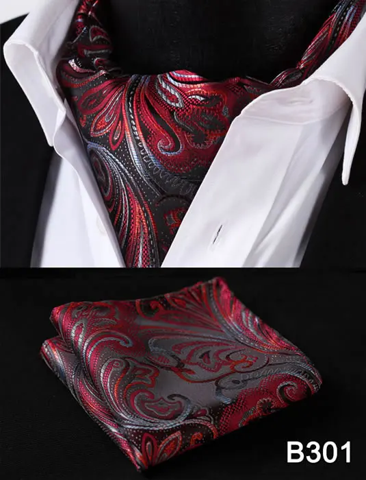 

Paisley Floral Men Silk Cravat Ascot Tie Handkerchief Set #B3 Party Classic Pocket Square Wedding