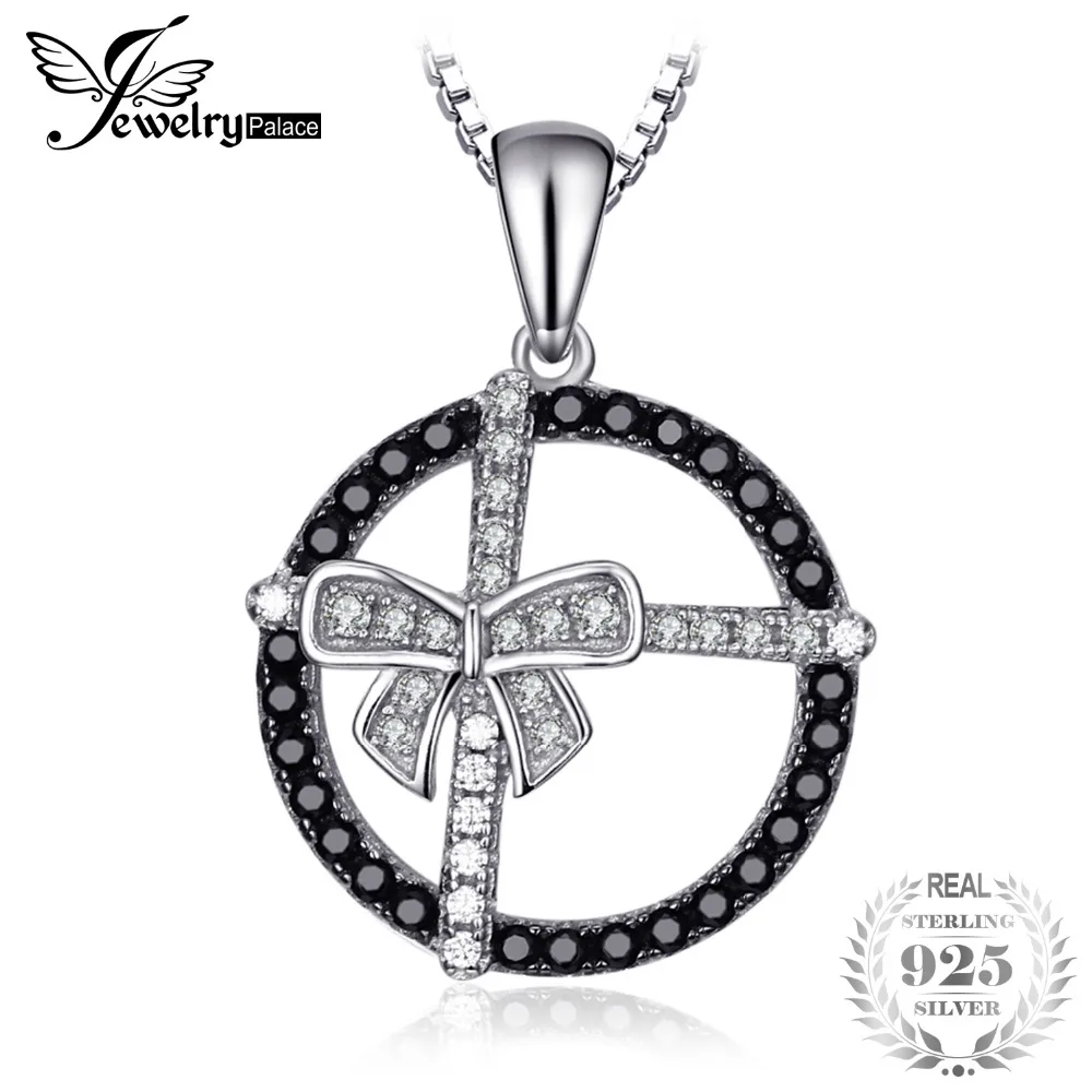 

Jewelrypalace Micro Pave Bowknot Cross 0.3ct Natural Black Spinel Pendant 925 Sterling Silver Gift For Women Inclued A Chain