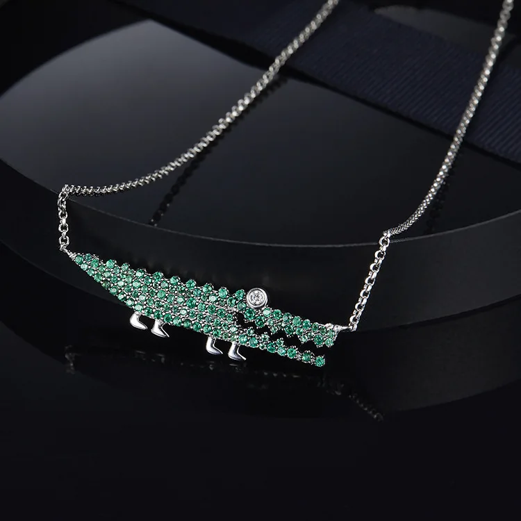Мода микро мозаика AAA+ циркон милый зеленый Аллигатор изящное подвесное ожерелье лента Чокеры ожерелье для женщин Monacon ювелирные изделия