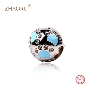 

Zhaoru Authentic 925 Sterling Silver Crytal Charm Fit Bracelet & Necklace Enamel Charm for Jewelry Crystal Bead Pendant