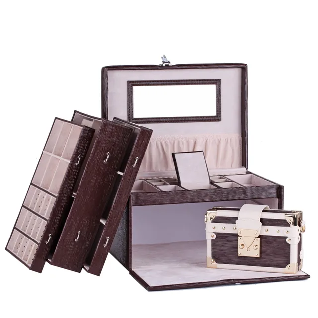 White Rose Extra Large Jewelry Box Watch Storage Case With White Rose Extra Large Jewelry Box Watch Storage Case With Lock Women Bag Mirror Faux Leather Bracelet