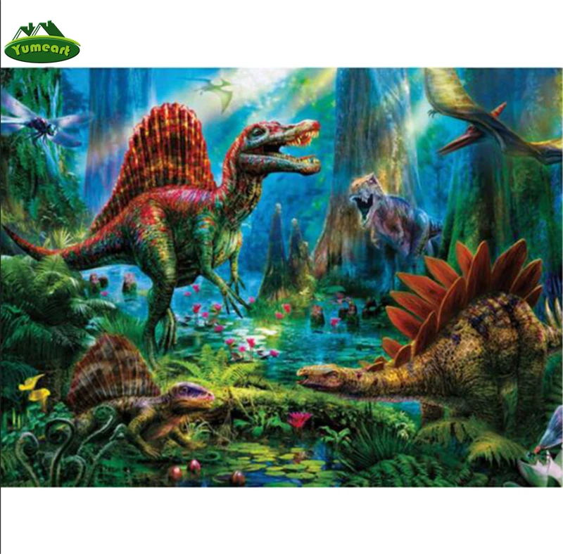 

Diamond Mosaic Primeval Forest Diamond Painting By Number Cross Stitch Dinosaur Diamond Embroidery Scenery Home Decoration Craft