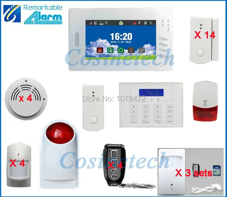 

Customized FSK 7 inch Touch screen Smart Wireless Home Security 868MHZ alarm system in multi-language for option,smart sensor