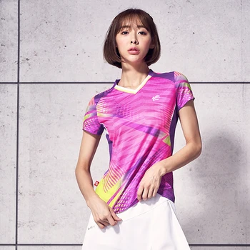 

Summer Badminton Wear Women's Quick-drying Breathable Fashion Badminton Women's Shirt Slim Short Sleeve