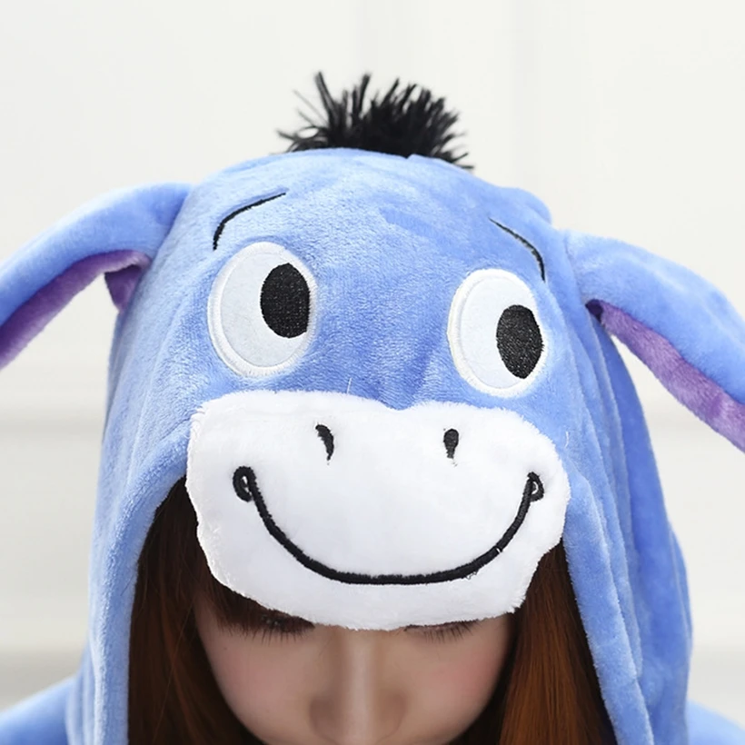 Взрослое животное пижамы Kigurumi Burro комплект комбинезон на молнии зимний унисекс мультфильм пижамы