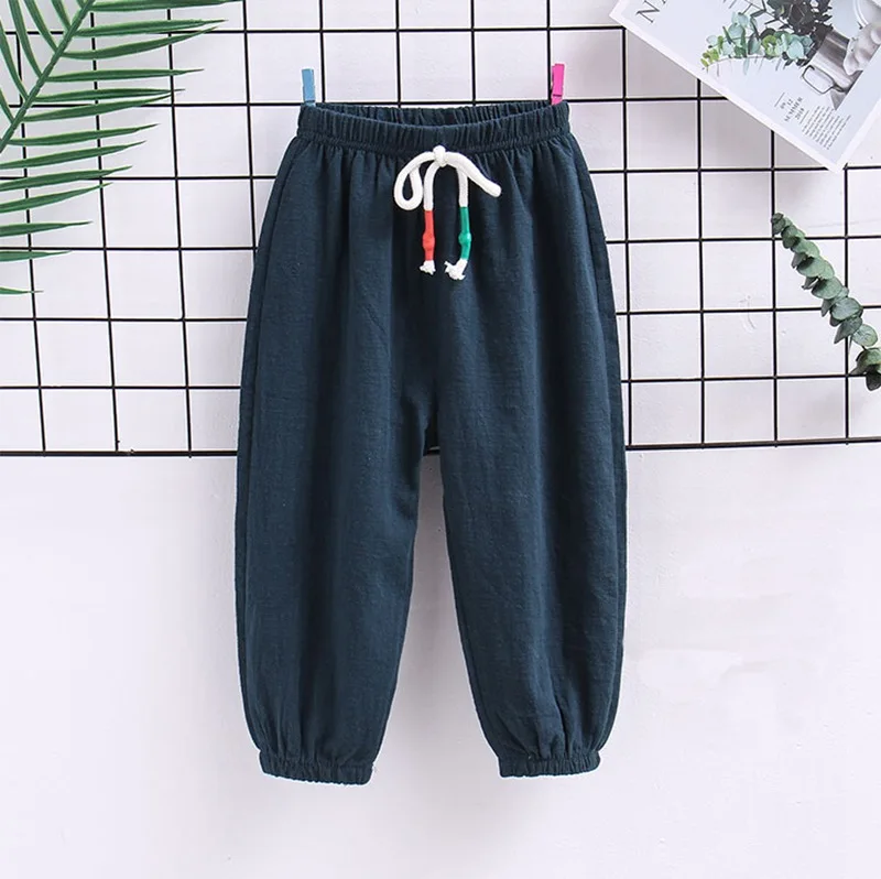 CROAL CHERIE Summer Solid Color Linen Children Pants for Baby Boys Girls Pants Harem Pants for Kids Child Trousers 90-130cm  (6)