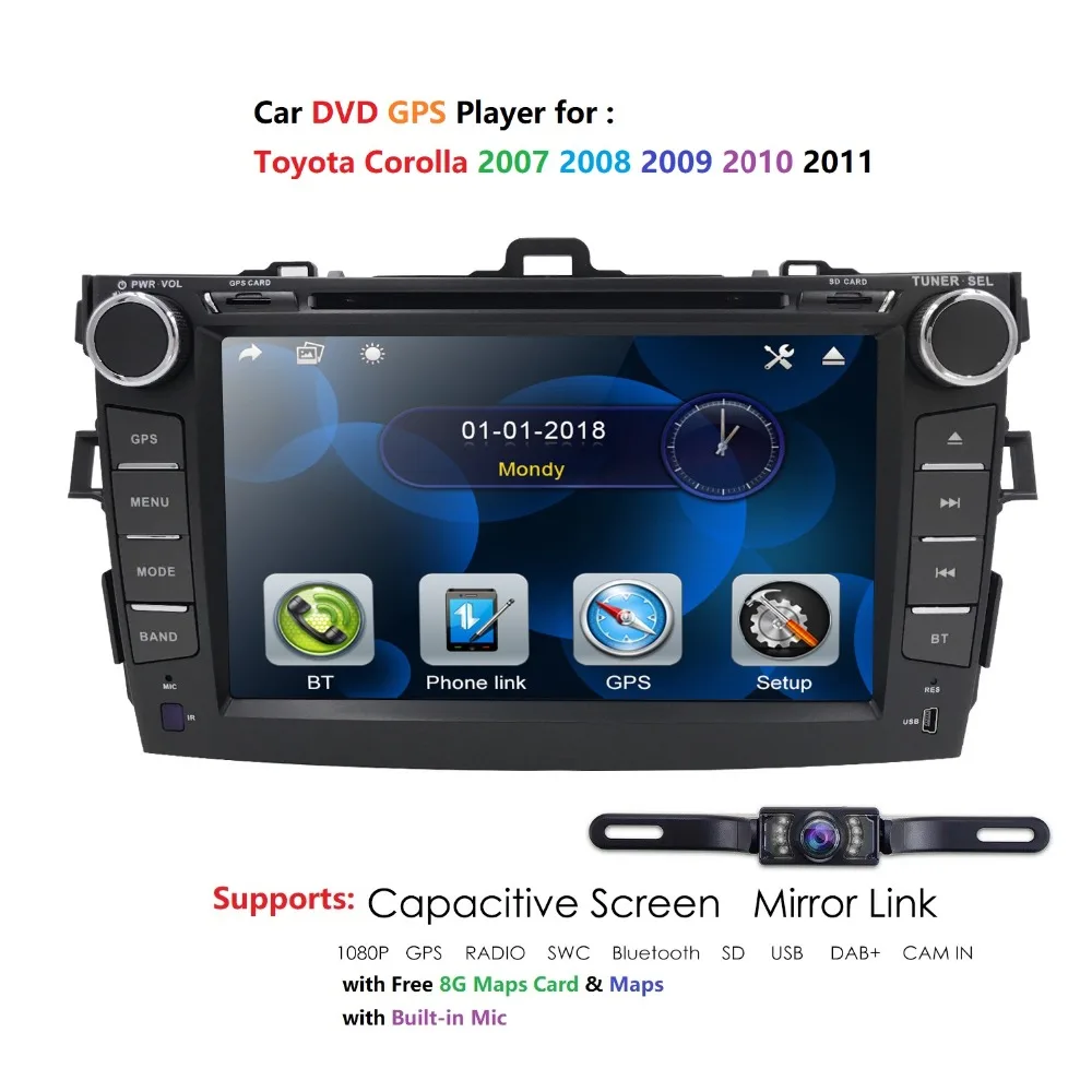 

for Toyota Corolla 2007 2008 2009 2010 2011 In Dash DVBT DAB+ iPhone Music AM FM Radio Steering Wheel Ctrl Bluetooth USB SD CAM