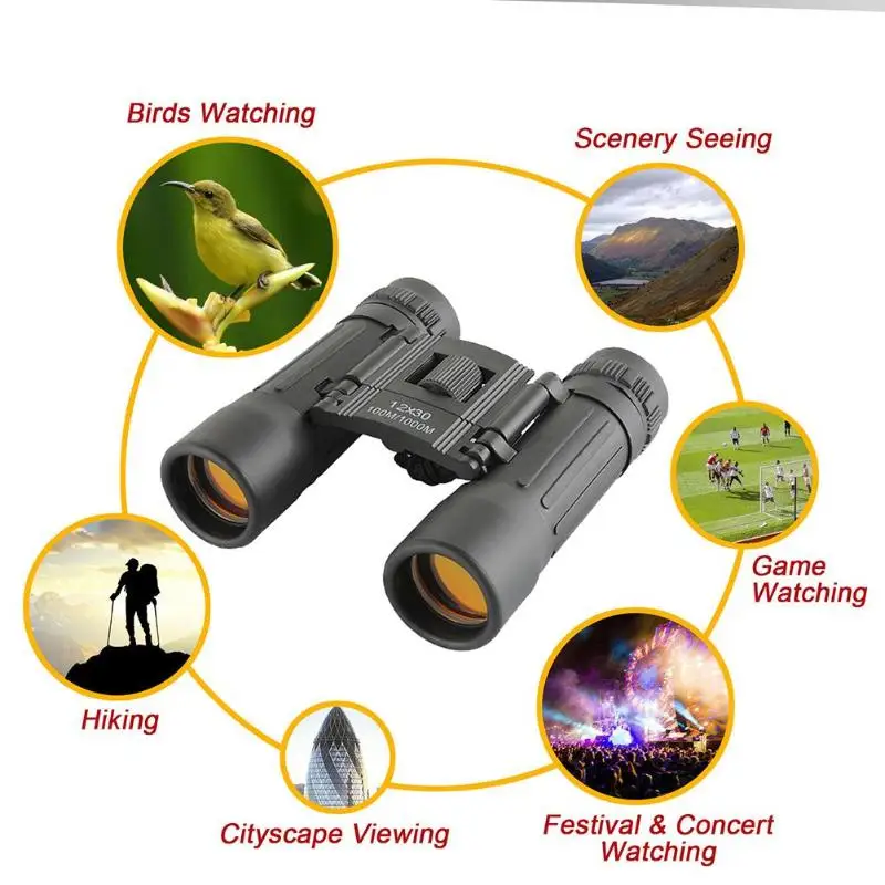 12X30 زووم بصري الحقل نظارات التلسكوبات رؤية واضحة الأحمر فيلم الصيد HD مناظير قابل للتعديل البؤري أو 7X أحادي