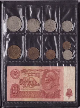 

9piece Soviet genuine coins UNC original coins with Favorite book and Ruble banknotes gift present