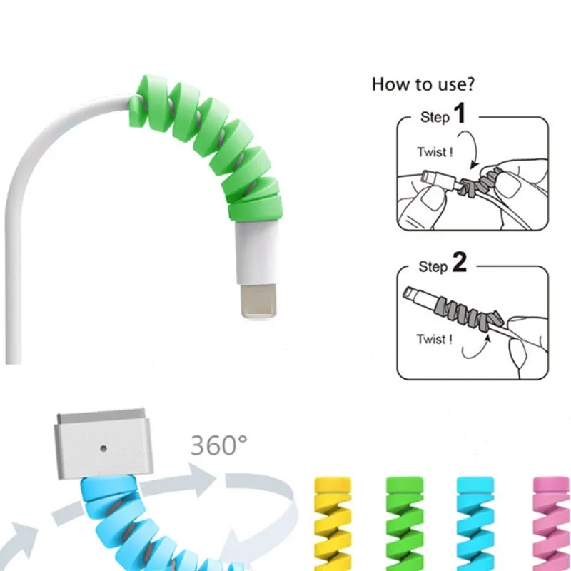 KEITHNICO 20 шт. Гибкая спиральная трубка устройство для сматывания кабеля протектор провода шнур Органайзер протектор для iPhone Apple Watch зарядный кабель