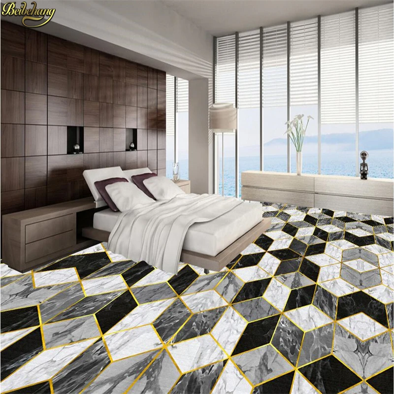 Пользовательские фото обои 3D самоклеющиеся ПВХ пол гостиничный зал художественная мозаика паркет камни Туалет 3d Пол обои
