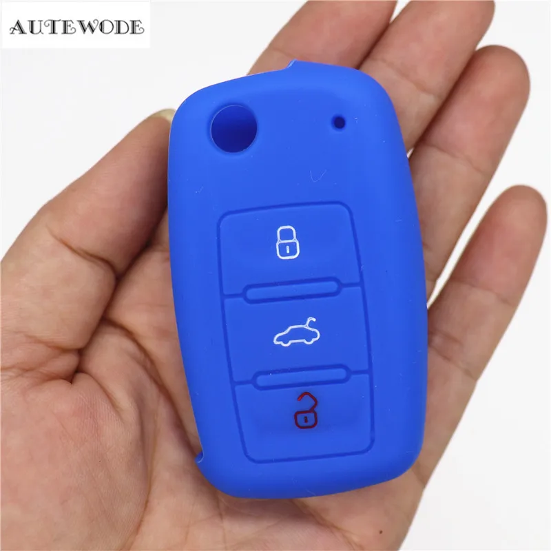 AUTEWODE силиконовый чехол для автомобильного ключа VW Golf Bora Jetta POLO GOLF Passat Skoda Octavia A5 Fabia