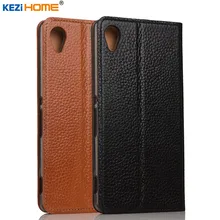 Чехол для Sony Xperia M4 aqua kezihome личи Натуральная кожа флип Стенд кожаный чехол Капа для Sony M4 aqua E2303 E2333 случаях