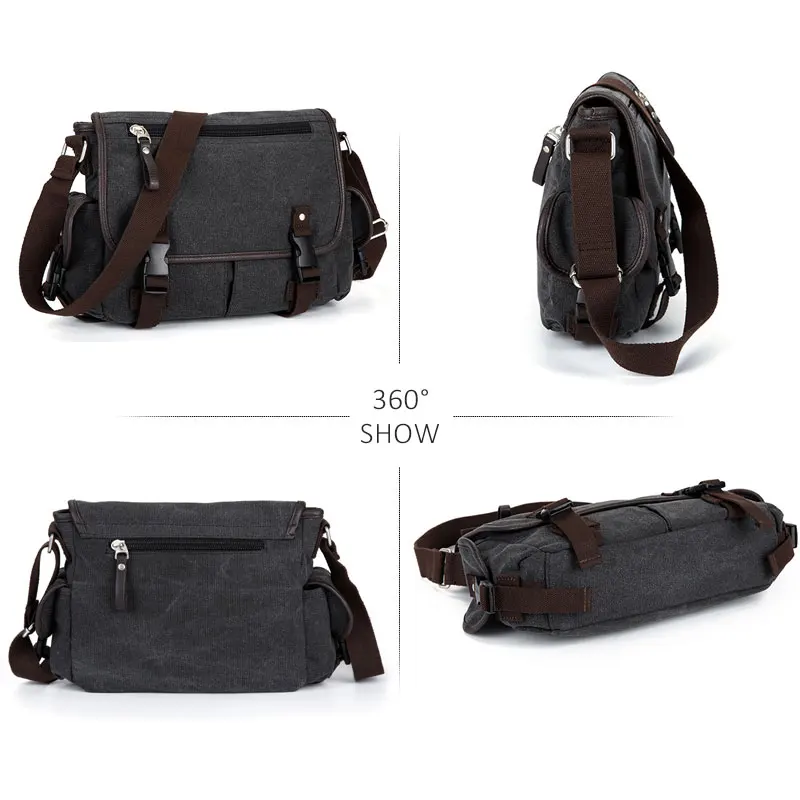 Color : Black KRPENRIO Mens Messenger Shoulder Bag Vintage Leather Briefcase Crossbody Day Bag for School and Work
