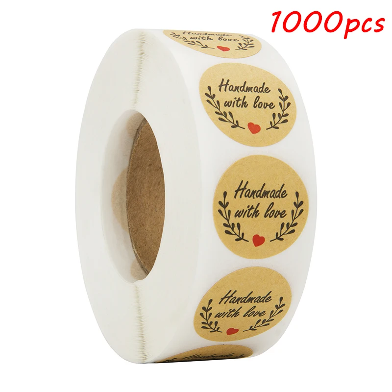 

1000pcs olive handmade with love Stickers for house living room decoration wall sticker kitchen decoration home stationery