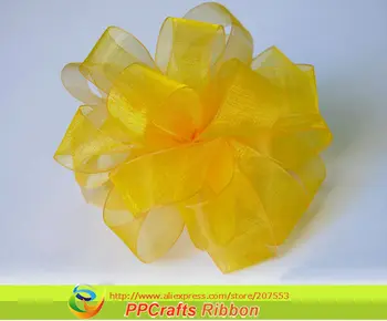 

PPCrafts 7/8 inch 22mm Colorful Edge Ombre Organza Sheer Ribbon ~ Yellow/ Orange Colors series ~ 200yds/roll Free Shipping