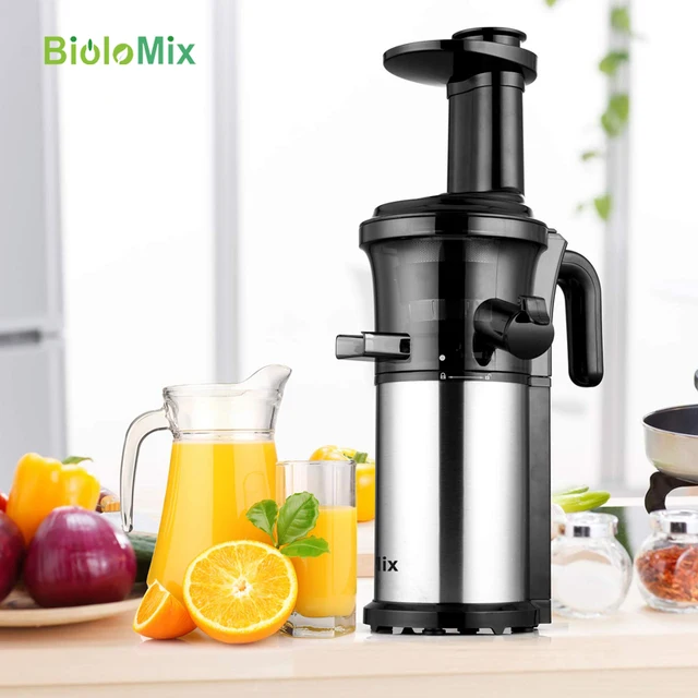 BPA FREE Stainless Steel 200W Masticating Slow Juicer Fruit and Vegetable Juice Extractor Compact Cold Press Juicer Machine 4