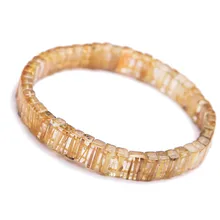 Из натуральной Золотой рутиловый кварц кристалл прямоугольник браслет из бисера 8*4 мм